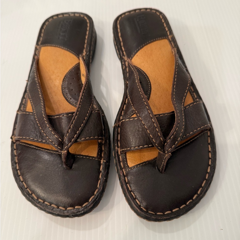 Børn Brown Leather Thong Sandals US 6